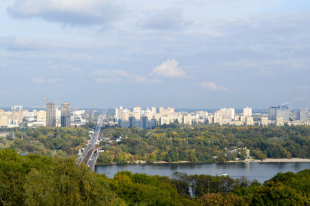 View from the heights on the city of Kiev, landscapeの写真素材
