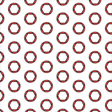 Pattern of red, fashionable circles, diaphragms. Seamless. Vector illustration.のイラスト素材
