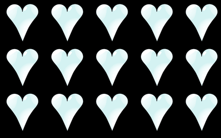 Pattern seamless from cold, light blue, shiny hearts to the day of St. Valentine on a black background.のイラスト素材