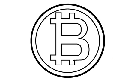 Vector simple black bitcoin icon on white backgroundのイラスト素材