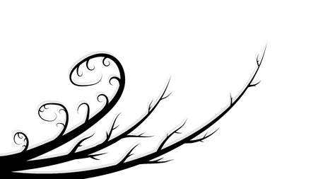 Black abstract beautiful branches, stems, lines with shadows on white background and place for copy space, vector illustrationのイラスト素材