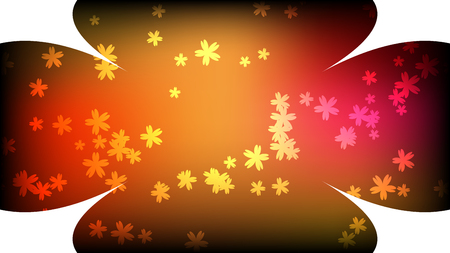 Texture of beautiful festive circular cosmic magical multi-colored colored far-away bright yellow motley swirling flowers with petals and copy space on a white vector background.のイラスト素材