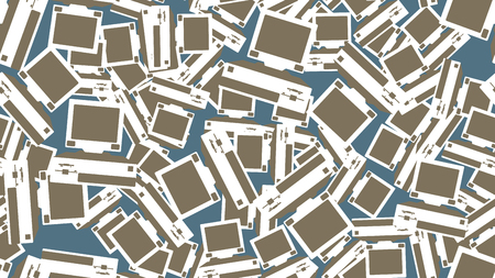 The texture pattern is seamless from old multi-colored retro hipster antique vintage desktop computers with square monitors from the 80's 90's. The background. Vector illustration.のイラスト素材