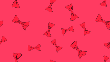 The texture is a seamless pattern with beautiful cheerful festive bright colored good bows bow ties. Vector illustration. The background.のイラスト素材