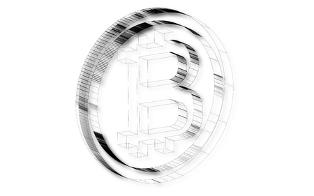 Black-and-white transparent hatched lines of coin bitcoin icon of hired crypto currency. Vector illustration.のイラスト素材