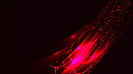 Texture of red abstract red magical glowing bright shining neon lines of waves of strips of threads of energy patterns and copy space. The background. Vector illustration.のイラスト素材