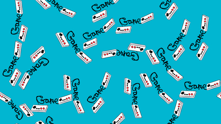 Texture seamless pattern from an old vintage retro hipster antique joystick controller for video games on a background of the 70s, 80s, 90s. The background. Vector illustration.のイラスト素材