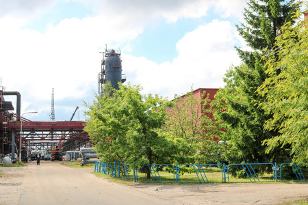 Green plants and trees for ecology and air purification at the chemical petrochemical refinery industrial refinery.の写真素材