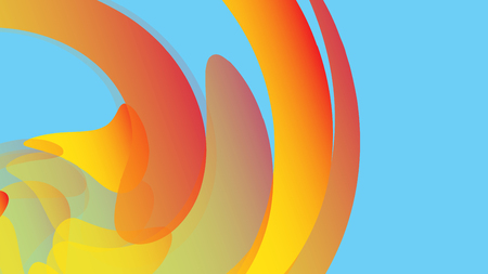 The texture is yellow abstract, the background of cosmic energetic magical beautiful bright multicolored bubbles bubbles circles lines stripes spirals and geometric shapes. Vector illustration.のイラスト素材