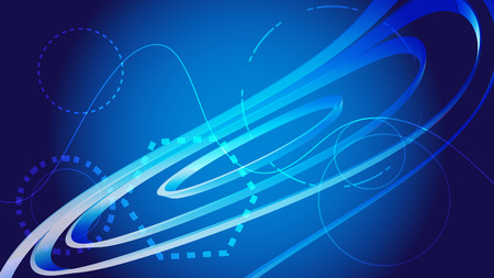 Beautiful blue digital brilliant bright scientific modern endless abstract volumetric circular texture of stripes and lines from the future. The background. Vector illustration.のイラスト素材
