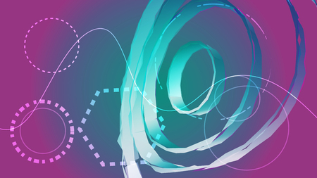 Beautiful blue digital brilliant bright scientific modern endless abstract volumetric circular texture of stripes and lines from the future. The background. Vector illustration.のイラスト素材