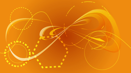 Beautiful yellow gold digital brilliant bright scientific modern endless abstract volumetric circular texture of stripes and lines from the future. The background. Vector illustration.のイラスト素材