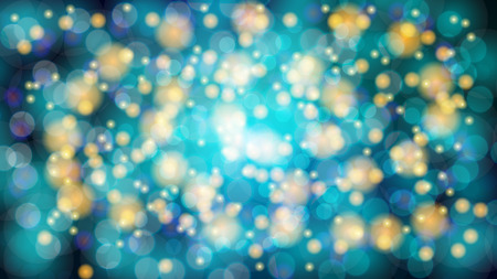 Abstract blue blurred background with bokeh effect. Magical bright festive multicolored beautiful glowing shiny with light spots, round circles. Texture. Vector illustration.のイラスト素材