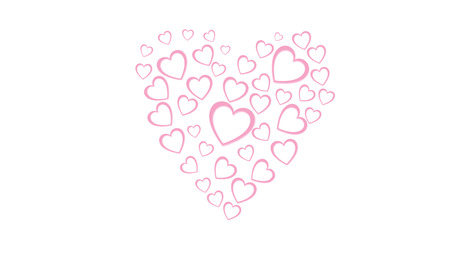 Heart from beautiful abstract pink festive hearts made of colored paper for Happy Saint Valentine's Day on white background and copy space. Vector illustration.のイラスト素材