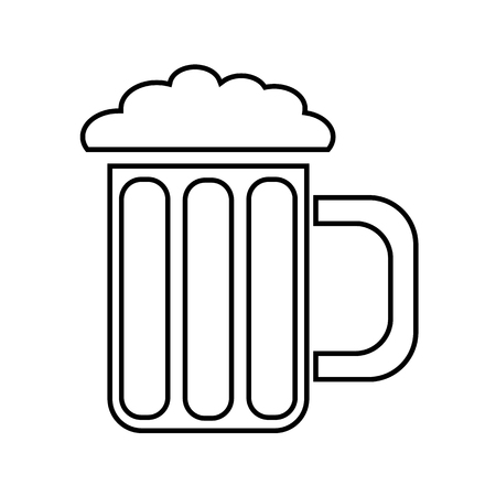 A simple abstract black and white icon from a mug, a glass of fresh, foamy, tasty, refreshing beer and copy space on a white background. Vector illustration.のイラスト素材
