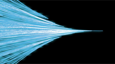 Beautiful abstract neon bright blue glowing text from magical electric energy cosmic bands of wave lines and copy space on a black background. Vector.のイラスト素材