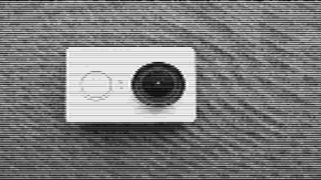 A small white portable action camera for recreation and sports from strips on a white background. Vector illustration.のイラスト素材