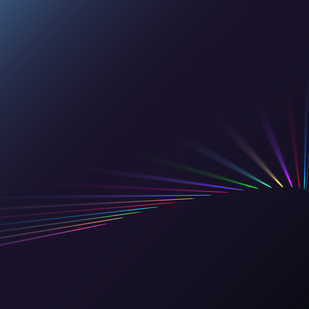 Multicolored abstract magic energy electrical spiral twisted cosmic fiery parallel lines, stripes shining glowing, rays of light on a colored background. Vector illustration. Texture.のイラスト素材