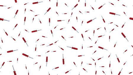 Texture, seamless abstract pattern of construction metal plastic red screwdrivers for repair, tool...