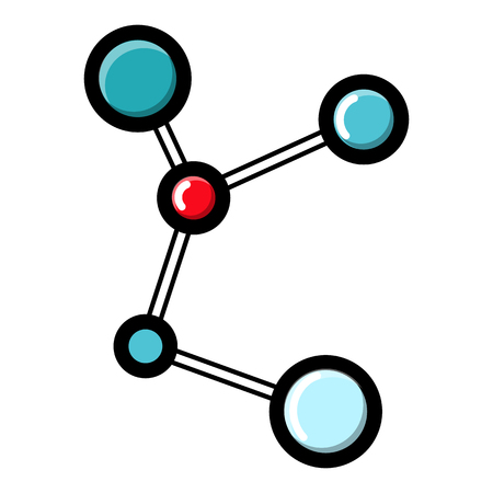 A simple abstract scientific chemical diagram of the structure of a molecule with atoms and molecular bonds of valencies, icon on a white background. Vector illustration.のイラスト素材