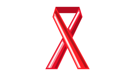Beautiful medical red ribbon as a symbol of the fight against cancer on a white background. Vector illustration.のイラスト素材