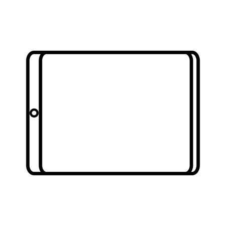 Vector illustration of black and white modern digital digital smart rectangular tablet with icon isolated on white background. Concept: computer digital technologies.のイラスト素材