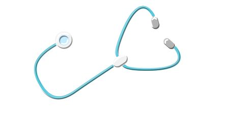 A beautiful medical instrument physician therapist stethoscope, phonendoscope for listening to the lungs and heart of a patient with headphones on a white background. Vector illustration.のイラスト素材