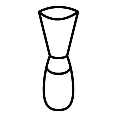 Black and white icon simple linear fashionable glamorous fluffy powder brushes rouge makeup. Vector illustration.のイラスト素材