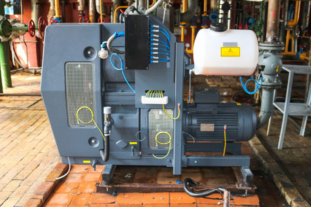Large powerful industrial gas air centrifugal compressor for pumping gases and creating pressure...