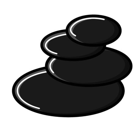 Beautiful simple flat icon of black hot stones for massage and spa beauty guidance isolated on white background. Vector illustration.のイラスト素材