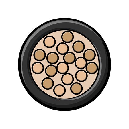 A small makeup powder and shadows of a fashionable glamorous beautiful isolated on a white background. Vector illustration.のイラスト素材