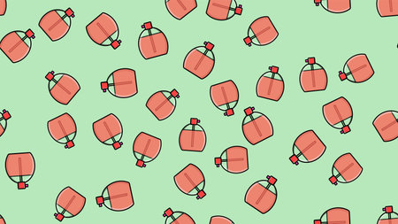 Endless seamless pattern of beautiful beauty cosmetic items of perfume and cologne bottles with a...