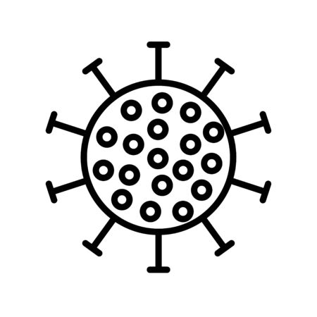 Black and white round icon of harmful new virus dangerous strain covid 019 coronavirus epidemic pandemic disease. Viral snake disease. Vector illustration.のイラスト素材