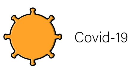 Orange dangerous infectious deadly respiratory coronavirus pandemic epidemic, covid-19 microbe virus isolated on white background.のイラスト素材
