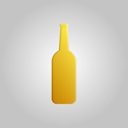 A large refreshing glass bottle of yellow tasty alcoholic light foam beer on a white background.のイラスト素材