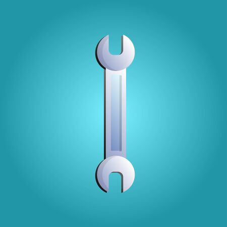 Tool for repair and construction manual metal plumbing locksmith wrench on a blue background. Vector illustration.のイラスト素材
