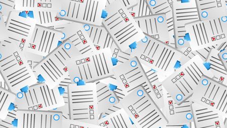 Endless seamless pattern of medical scientific medical objects paper records of medical records on a white background. Vector illustration.のイラスト素材