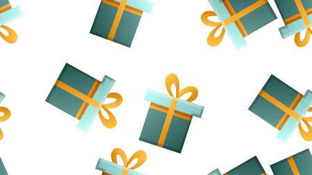 Endless seamless pattern of beautiful festive love joyful gift boxes on a white background. Vector illustration.のイラスト素材
