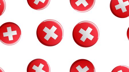 Endless seamless pattern of medical scientific medical items of the crosses in a circle on a white background. Vector illustration.のイラスト素材