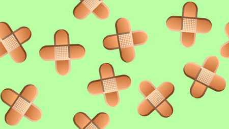Endless seamless pattern of medical medical scientific objects of disinfecting beige adhesives for...