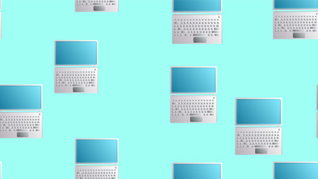 Endless seamless pattern of beautiful digital virtual virtual modern new portable compact IT...
