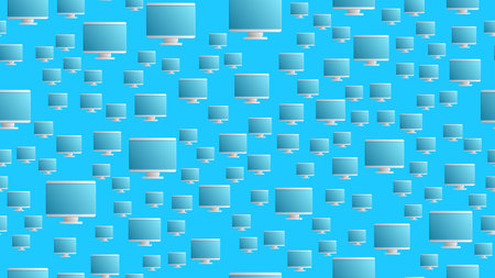 Endless seamless pattern of beautiful digital virtual virtual modern new flat IT LCD monitors on a...
