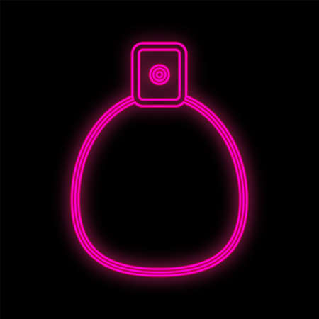 bright, pink, cute neon perfume bottle. delicate pleasant aroma for the body in doll packaging. perfume with a dispenser. handmade, creating a perfumery scent. vector illustration.のイラスト素材