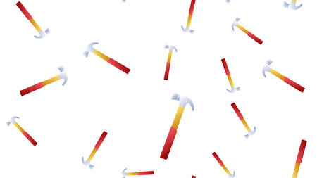 Seamless pattern with cartoon hammer on white background. Building equipment. Vector illustration.