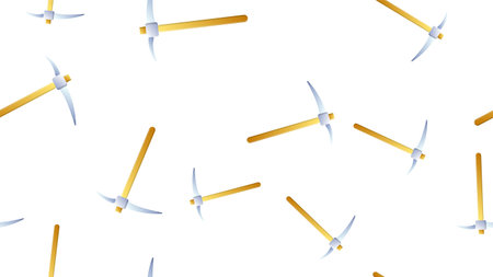 Vector pickaxe icon on white isolated backgroun seamless pattern on a white background.