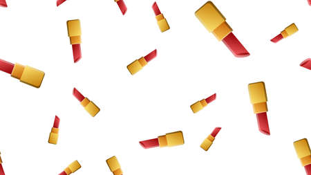 Lipstick seamless pattern, hand drawn fashion and beauty elements, vector illustration.のイラスト素材