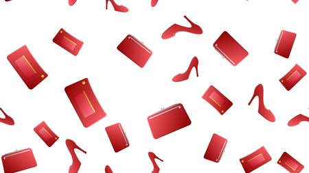 Seamless Pattern Of Fashion Woman Accessories. Vector Seamless Pattern.のイラスト素材
