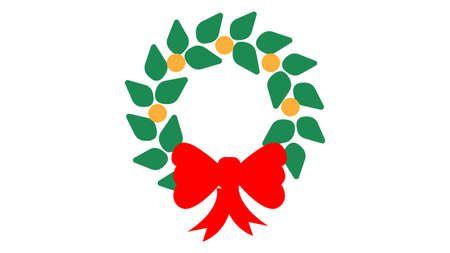 Mistletoe wreath; round frame with white mistletoe.のイラスト素材
