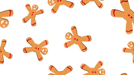 Seamless pattern with gingerbread man and woman Cookies.
