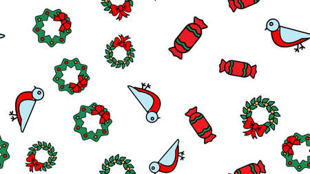 Holiday Seamless Pattern with Christmas Cookies. Xmas winter poster collection.のイラスト素材